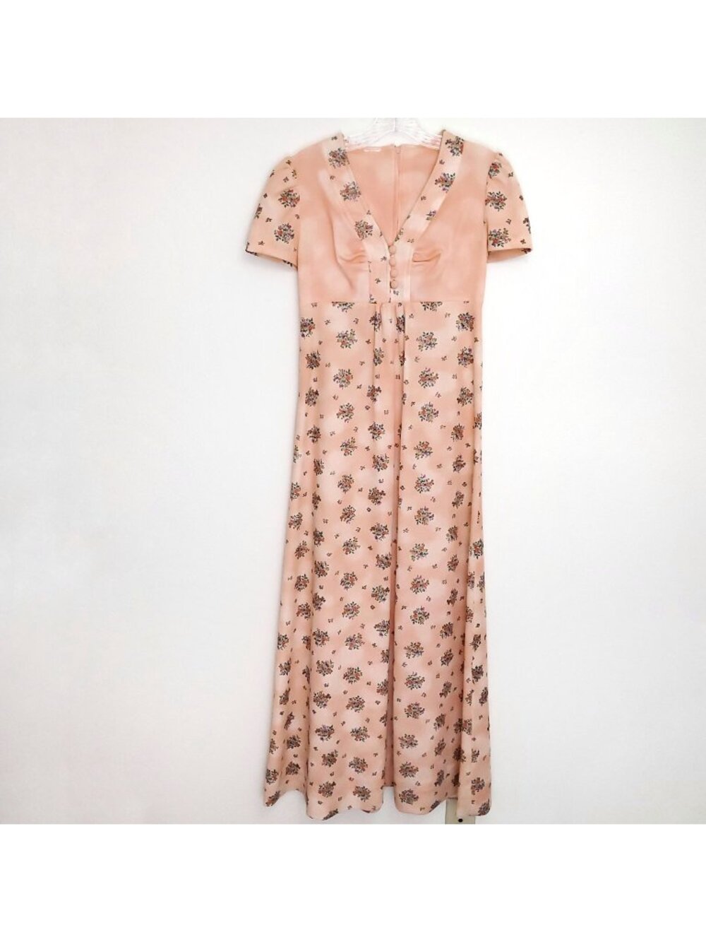 Vintage 1970's orange floral empire waist maxi dress